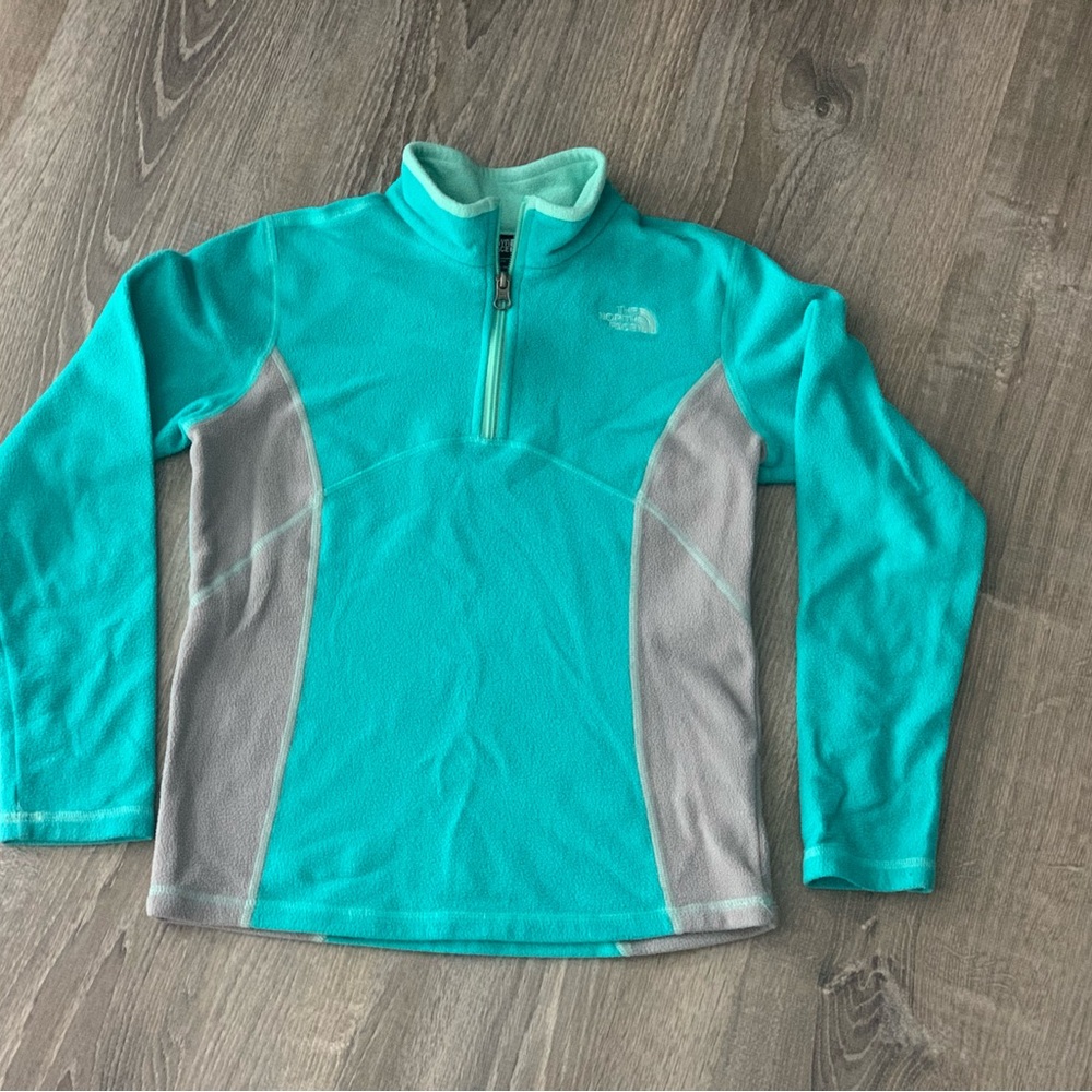 The North Face Aqua and Gray Fleece Jacket